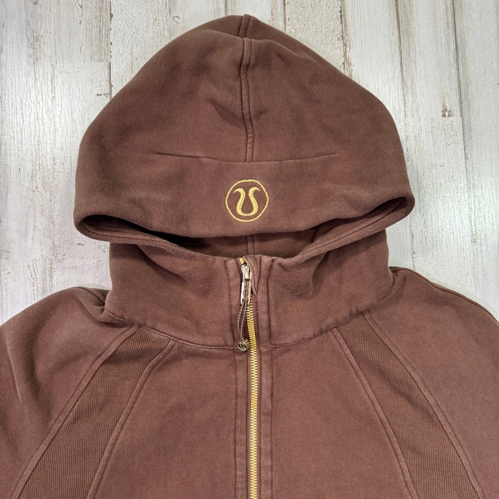 Lululemon Hoodie Womens XS/S Java Brown Scuba Oversized Full Zip Gold Hardware - Picture 2 of 12